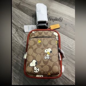 SOLD!!!Coach X Peanuts Track Pack 14 In Signature Canvas With Snoopy